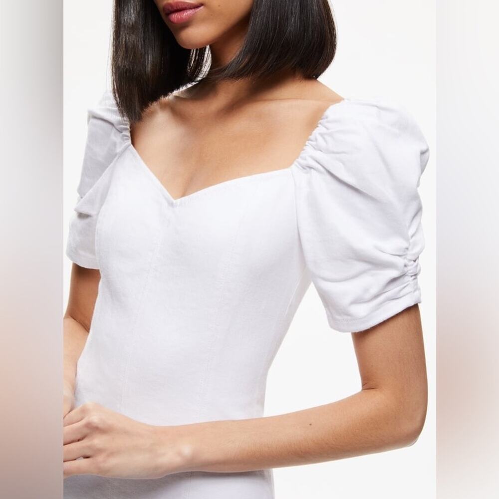 Alice + Olivia Mimi Puff Sleeve Mini Dress in Vintage Sugar 8 - Picture 4 of 7